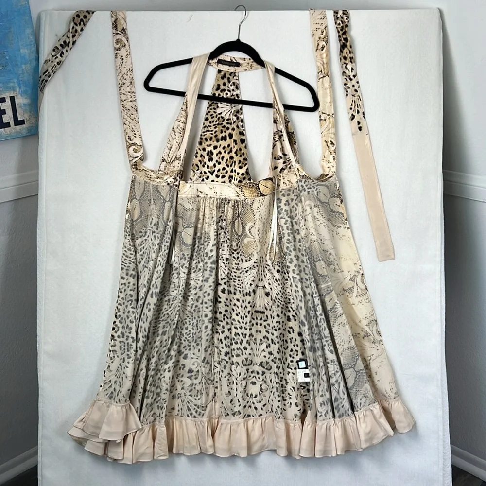 Roberto Cavalli Vintage Like New 100% Silk Leopard Print Wrap dress Sz.38 XS /S - Picture 7 of 13